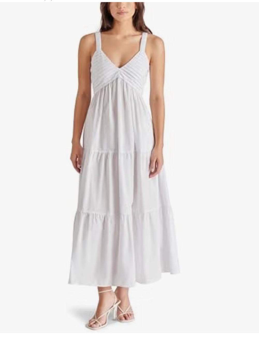 Steve Madden White Eliora Tiered Ruched Maxi Dress 100% Cotton